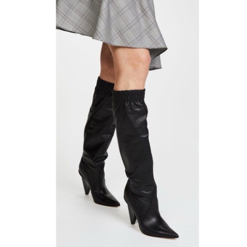 SIGERSON MORRISON Jay White Leather Slouchy Knee High Pointed Toe Boots sz 10